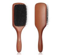 BESTOOL Brosse à cheveux, brosse à cheveux en poils de sanglier avec épingles en nylon démêlantes pour femmes hommes enfants, brosse à palette pour tous les cheveux mouillés/secs (Carré)