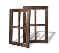 BESTOOL Décorations murales rustiques pour fenêtres Cadres en bois de grange -Décoration pour la maison ou l'extérieur, pas pour les photos, lot de 2 (40 X 28 cm) (brun)