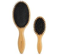 BESTOOL Ensemble de brosses à cheveux en poils de sanglier avec épingle démêlante en nylon, brosses à cheveux pour la maison et les voyages pour femmes, hommes, enfants, tous les cheveux secs ou
