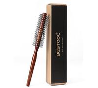 BESTOOL Petite brosse ronde pour cheveux courts, brosse ronde pour barbe pour hommes, brosses à cheveux rondes pour brushing, pour lisser, boucles, franges (marron rouge)