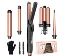 BESTOPE MIX Boucleur a Cheveux, Fer à Boucler 3 Tete avec un Lisseur Cheveux antistatique en céramique pour cheveux avec température réglable Réchauffement rapide Fer à Friser Rose Gold 5 en 1