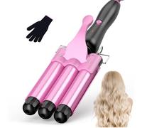 BESTOPE RAY Boucleur 3 Tete fer à Boucler, 25mm Fer a Friser Boucler avec Deux Réglages de Température (150°C et 210°C), Multifonctionnel pour Créer des Boucles Magnifiques, Rose