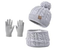 BESTORI 3 en 1 Ensemble Bonnet-Echarpe-Gants pour Enfant Hiver Gants
