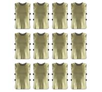 BESTORI Gilet D'entraînement de Football Respirant Gilet Adultes Maillots Lot de 12 Chasubles de Sport Large Or