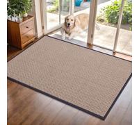 BESTORI Paillasson pour l'extérieur et l'intérieur, Tapis d'entrée Antidérapant Absorbant, Tapis de Sol Lavable Retient la Poussière pour Chien, Couloir, Jardin, Gris Clair, 90 x 140 cm