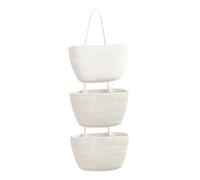 BESTORI Panier de Rangement Suspendu au-Dessus de la Porte à 3 Niveaux en Corde de Coton Tissé Organiseur Mural à Suspendre Décoratif pour Chambre à Coucher, Salon, Blanc