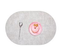 BESTORI Set de Table Ovale Lavable Dessous de Table Double Face Lot de 4 Cuir Antidérapant Plastique pour Cuisines Restaurants et Hôtels Gris Clair