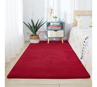 BESTORI Tapis à Poils Courts Doux Grande Tapis de Sol Antidérapant Tapis Shaggy Antidérapant pour Salon, Chambre à Coucher, Salle à Manger ou Chambre d'enfant, Rouge, 40 x 60 cm