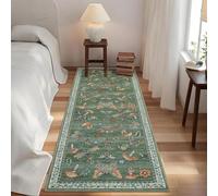 BESTORI Tapis Couloir Antidérapant 50 x 120 cm Tapis de Passage Cuisine Devant Evier Chambre Boho Lavable pour Entrée, Salon, Buanderie, Salle de Bains, Vert Clair