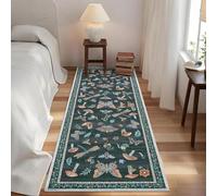 BESTORI Tapis Couloir Antidérapant 50 x 160 cm Tapis de Passage Cuisine Devant Evier Chambre Boho Lavable pour Entrée, Salon, Buanderie, Salle de Bains, Vert foncé