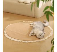 BESTORI Tapis Grattoir pour Chat en Corde de Coton Tapis de Repos Grattoir Résistant Matelas pour Chat Intérieur Protecteur de Meubles, Kaki 01, 80 x 80 cm