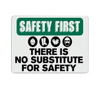 BESTORLOVE Panneau d'avertissement de sécurité en aluminium avec inscription « Safety First There is No Substitute for Safety » - 30,5 x 40,6 cm - Facile à monter - Pour maison, bar, pub, garage, rue