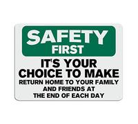 BESTORLOVE Plaque en étain « Safety First It's Your Choice to Make » - Plaque en métal avec inscription « Caution Attention » - Facile à monter - Résistante aux intempéries - Pour maison, bar