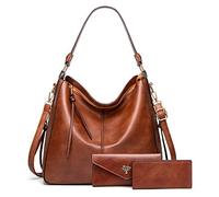 BestoU Sac a Main Femmes PU Cuir Sac à Bandoulière D'épaule Fourre-Tout Portefeuille 3pcs Set (Marron)