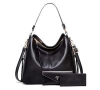 BestoU Sac a Main Femmes PU Cuir Sac à Bandoulière D'épaule Fourre-Tout Portefeuille 3pcs Set (Noir)
