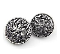 Bestowal Bouton de Vêtements 10PCS - Forme Hollow Flower Metal Shank Round Shaped Bouton en Métal Bouton de Couture (20mm, Noir)