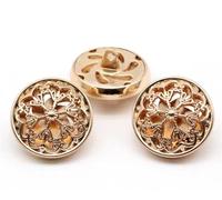 Bestowal Bouton de Vêtements 10PCS - Forme Hollow Flower Metal Shank Round Shaped Bouton en Métal Bouton de Couture (20mm, Or)