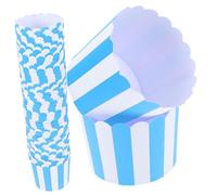 BESTOYARD 100 Pièces Moules Cupcakes Papier à Cuisson Bleu Rayé Caissettes Muffins pour Anniversaire Mariage et Pâtisserie et Faciles à Démouler