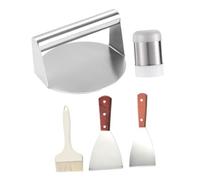 BESTOYARD 1ensemble Set De Presse à Burger Inoxydable Avec Spatule Brosse Et Bouteille Épices Accessoires De Barbecue Pour Grillades Plein Air