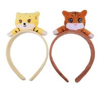 BESTOYARD 2 Pièces Bandeau Tigre en Peluche Jaune et Marron pour Garçon et Filles, Accessoires Coiffure Confortables et Faciles à Porter, pour Cosplay et Fête du Nouvel An