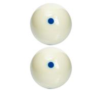 BESTOYARD 2 Pièces Boule de Billard Blanche 5,72cm en Matériau Synthétique Finition Polie et Motif Six Marques Bleues, pour Entraînement à Domicile et Séances de Pratique au Billard