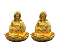 BESTOYARD 2 Pièces Fontaine D’Eau Bénite avec Vierge et Enfant, | Style Religieux Classique, pour Baptême et Prières Quotidiennes, Couleur Or, Ambiance Paisible, Noël
