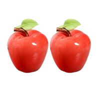 BESTOYARD 2 Pièces Pomme Décorative en Céramique Rouge, Ornement | Finition Réaliste, Format Compact, Placement Polyvalent, pour Espaces de Vie, Idée Présent, Ambiance Festive