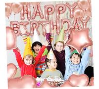 BESTOYARD 39 pièces Kit Décoration Anniversaire Rose avec Guirlande à Franges Ballons Latex et Confettis Bannière Suspendue Happy Birthday pour Fête Intérieure et Extérieure