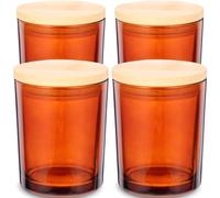 BESTOYARD 4 Ensembles Pot à Bougie DIY en Verre avec Couvercle | Verre Élégant, Design Romantique et Délicat, Bouteille Créative, Usage Pratique pour Fabriquer des Bougies