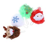 BESTOYARD 4 Pièces Boule de Bain Créatif Père Noël Exfoliante Style Noël | Wadding et Pe, Mousse Riche, Massage Doux, Gommage Profond, pour Anniversaire et Fête
