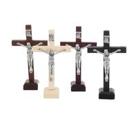 BESTOYARD 4 Pièces Croix Murale Chrétienne en Bois, Crucifix Décoratif