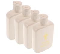 BESTOYARD 4 Pièces Mini Bouteille d'eau Bénite Blanche 100ml, Motif Croix | Récipient Étanche et Compact, pour Petites Quantités, Huile D'onction, Pèlerinage, Dîner