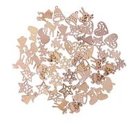 BESTOYARD 50pcs Decoration de Noel Tranches de Bois Forme de Flocon de Neige Sapin de Noel Bonhomme de Neige Étoiles Renne Cloche Chaussette Noël Père Noël Etiquette de Cadeau Noel (Motif Aléatoire)