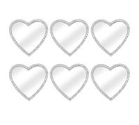 BESTOYARD 6 Pièces Coque Cœur Miroir à Strass Argenté Métal Verre pour | Kit Déco Diy, Format Portable pour Voyage, Finition Résistante et Style Élégant