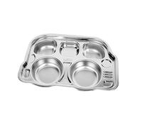 BESTOYARD Assiette Compartimentée Acier Inoxydable Antidérapante pour Cantine et Maison Plateau Repas Équilibré avec Séparation des Aliments Adaptée et Bureau Réutilisable