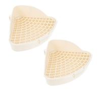 BESTOYARD Bacs à Litière Triangulaires Design Minimaliste Solide Contrôle des Odeurs Lot de 2 Plastique Blanc pour Lapins et Petits Animaux pour Espace de Vie Domestique