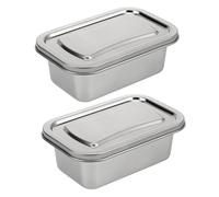 BESTOYARD Boîte Inox Alimentaire 1L Avec Couvercle Hermétique Bac À Glace Pour Congélateur Rangement Pratique Pour Crème Glacée Maison Et Conservation Alimentaire