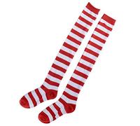 BESTOYARD Collants de Noël à rayures rouges et blanches sur les chaussettes pour femmes filles taille libre,Blanc et Rouge,48 x 10 x 0,2 cm