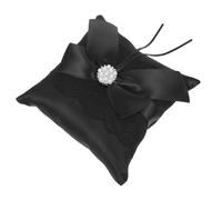 BESTOYARD Coussin Alliance Mariage Élégant en Polyester Noir avec Ruban, Porte-alliances Sécurisé pour Engagements et Anniversaires
