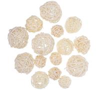 BESTOYARD Lot de 15 Boules en rotin à Suspendre - pour Mariage, fête de Noël - 3 cm, 4 cm, 5 cm (Blanc)