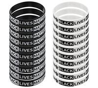 BESTOYARD Lot de 20 bracelets noirs en caoutchouc de silicone anti-racisme BLM