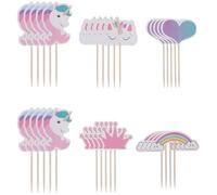 BESTOYARD - Lot de 24 décorations de gâteau licorne arc-en-ciel pour anniversaire d'enfant