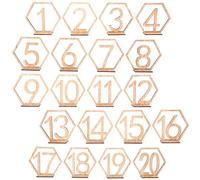 BESTOYARD Numéro De Table Mariage en Bois Hexagonal avec Socle Décoration De Numéros De Table pour Réception Banquet Anniversaire Baptême 1-20 4.33 X 0.12 X 3.74in