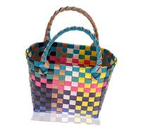 BESTOYARD Panier Tressé PVC avec Anse Panier Cabas pour Rangement Fruits Snacks et Organisation Maison pour Pique et Plage