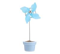 BESTOYARD Support Photo de Table Original en Plastique Bleu Pince Moulin à Vent et Pot de Fleur, pour Bureau et Chambre, Fonction Mémo et Décoration Créative