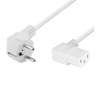 BestPlug 1,5 m Câble d'alimentation Câble d'alimentation pour appareils à froid, Fiche Schuko mâle coudé à 90 ° vers C13 femelle femelle femelle coudé à 90 °, Blanc