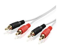 BestPlug 10 M Câble audio Rca stéréo, 2 x Rca mâle vers 2 x Rca mâle plaqué or, Blanc