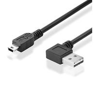 BestPlug 2.0 Câble USB A coudé à 90° vers Mini USB B mâle, High Speed Noir