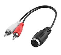 BestPlug 20 cm Y Câble audio stéréo, 2 x Rca mâle vers 1 x 5 broches Midi mâle femelle, Noir