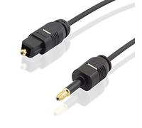 "BestPlug" 5 m câble audio Diamètre 2,2 mm / fiche mini Jack 3,5 mm vers Opto Fiche Toslink Plaqué or / noir / Convient pour 2.1 5.1 & Dolby Surround 7.1